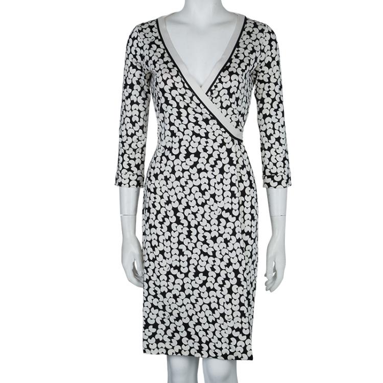 Diane Von Furstenberg Monochrome Vanessa Wrap Dress S Diane