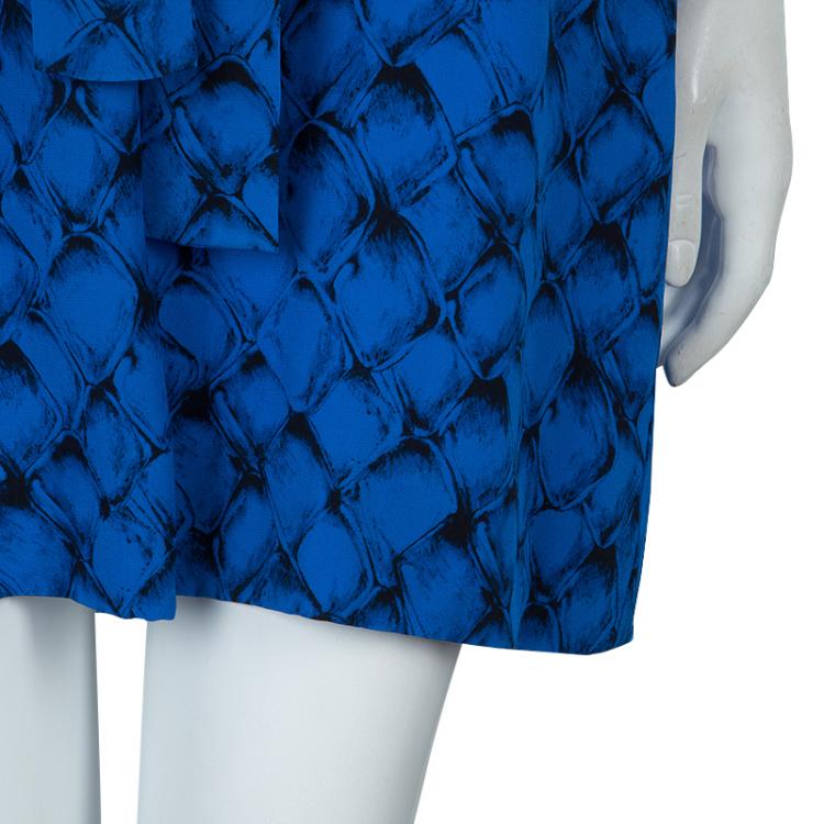 Pre Owned Diane Von Furstenberg Tanyana Blue Silk Dress S