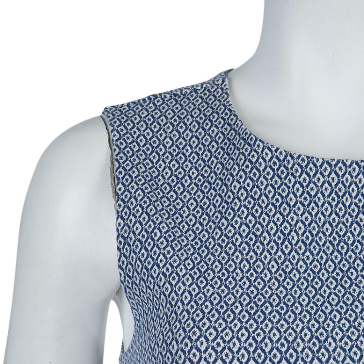 مملوكة مسبقًا Diane Von Furstenberg Blue Printed Sleeveless Jeannie Dress S