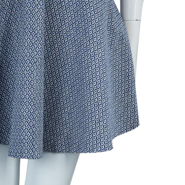 مملوكة مسبقًا Diane Von Furstenberg Blue Printed Sleeveless Jeannie Dress S