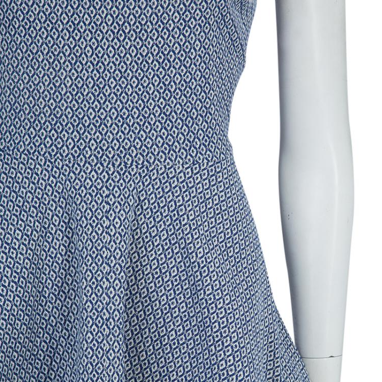مملوكة مسبقًا Diane Von Furstenberg Blue Printed Sleeveless Jeannie Dress S