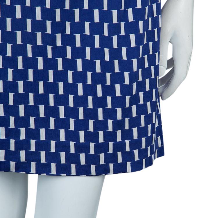 Pre Owned Diane Von Furstenberg Blue Printed Callista Wrap Dress M