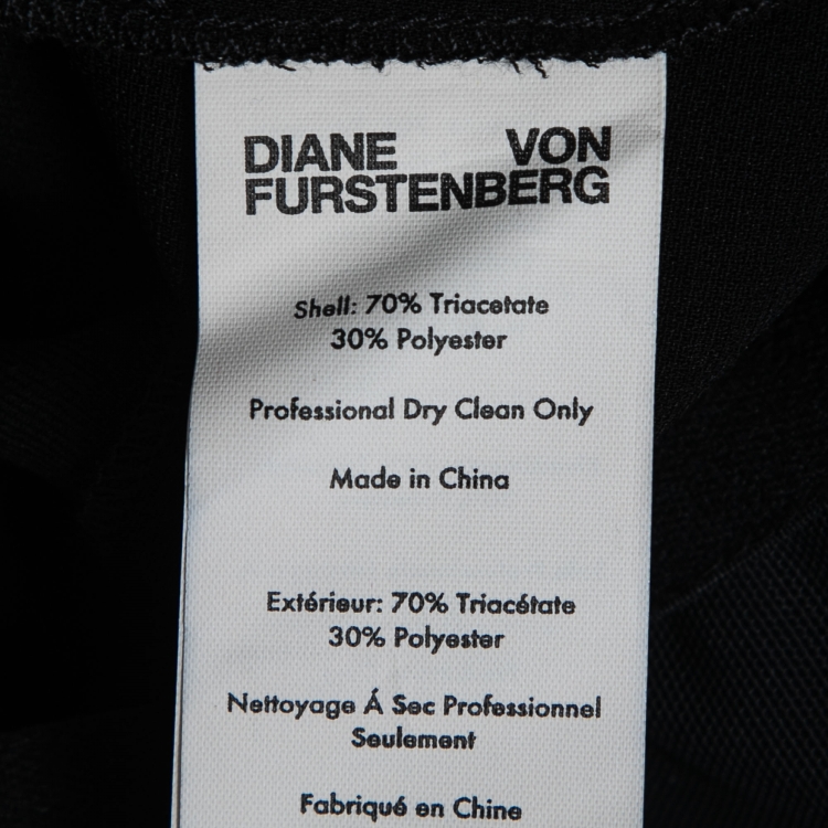 Pre Owned Diane von Furstenberg Black Crepe Asymmetric One-Shoulder Gown L