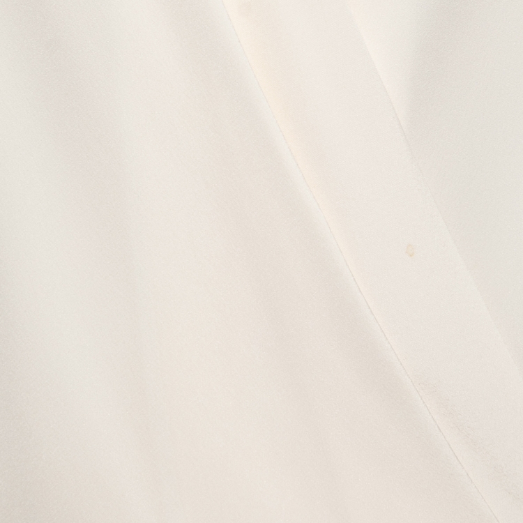 Pre Owned Diane Von Furstenberg Off White Silk Crepe Short Sleeve Blouse M