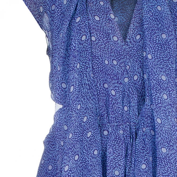 Pre Owned Diane Von Furstenberg Damiana Printed Silk Chiffon Dress M