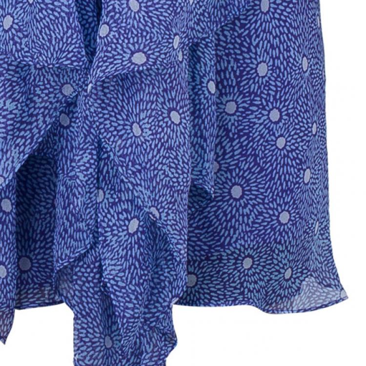 Pre Owned Diane Von Furstenberg Damiana Printed Silk Chiffon Dress M