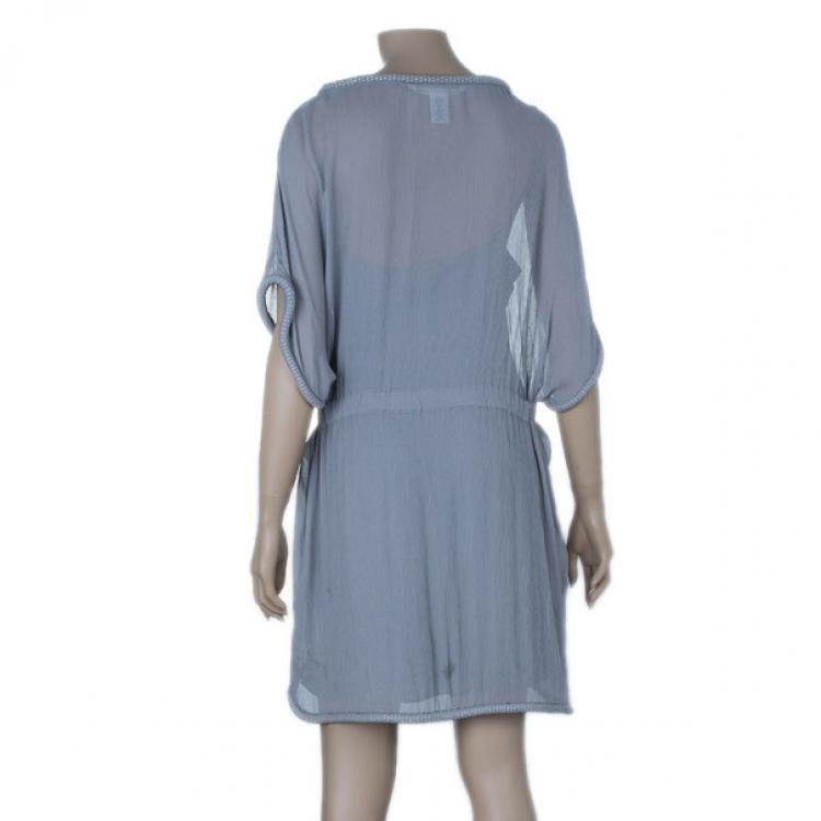 Pre Owned Diane Von Furstenberg Grey Sol Chiffon Dress M