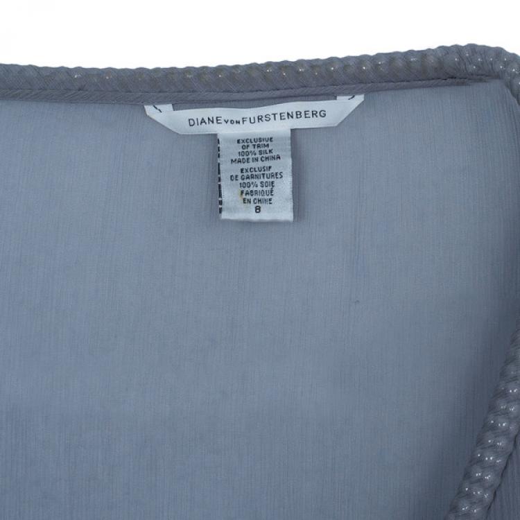 Pre Owned Diane Von Furstenberg Grey Sol Chiffon Dress M