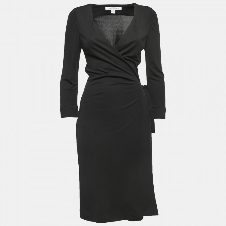Diane Von Furstenberg Black Jersey Wrap Mini Dress L Diane Von Furstenberg