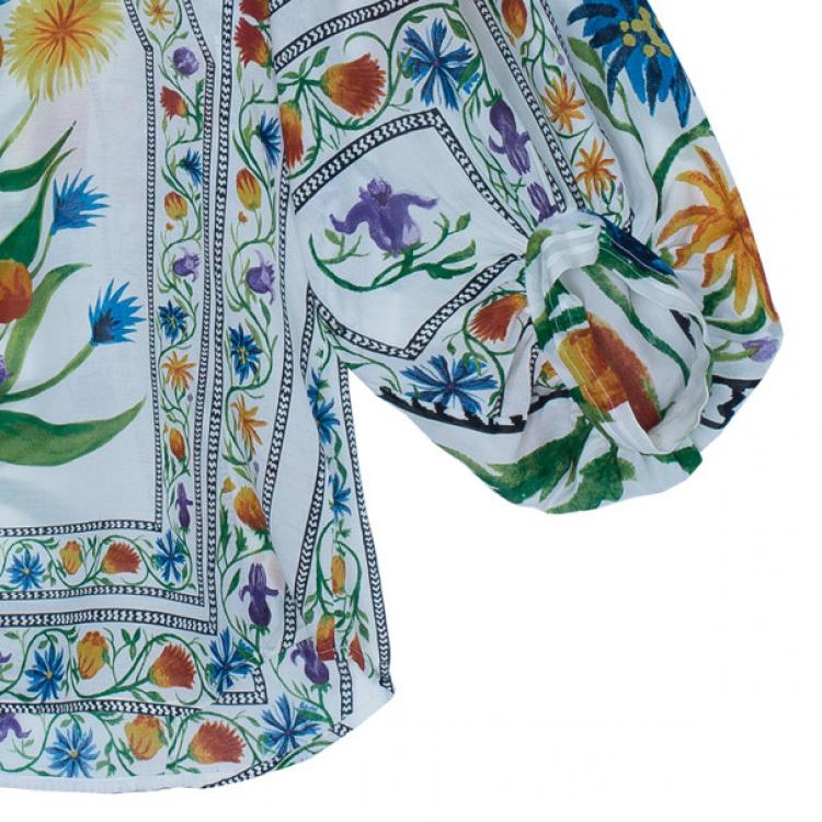 Pre Owned Diane Von Furstenberg Syrah Floral Cotton Top S