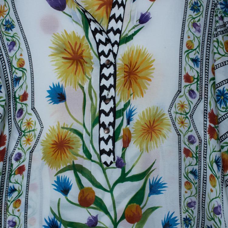 Pre Owned Diane Von Furstenberg Syrah Floral Cotton Top S