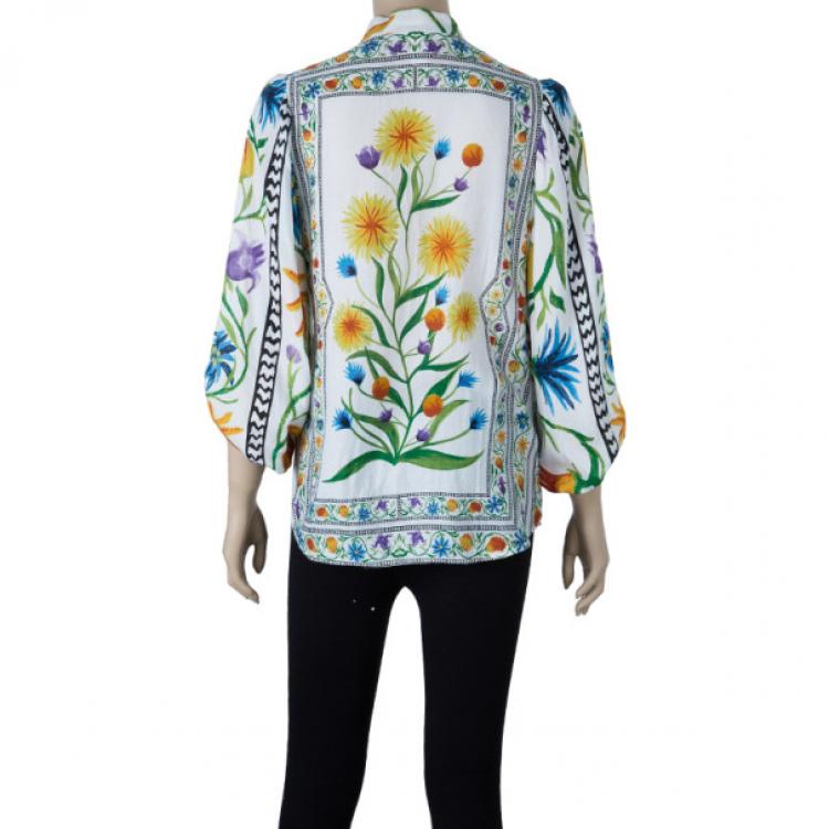 Pre Owned Diane Von Furstenberg Syrah Floral Cotton Top M