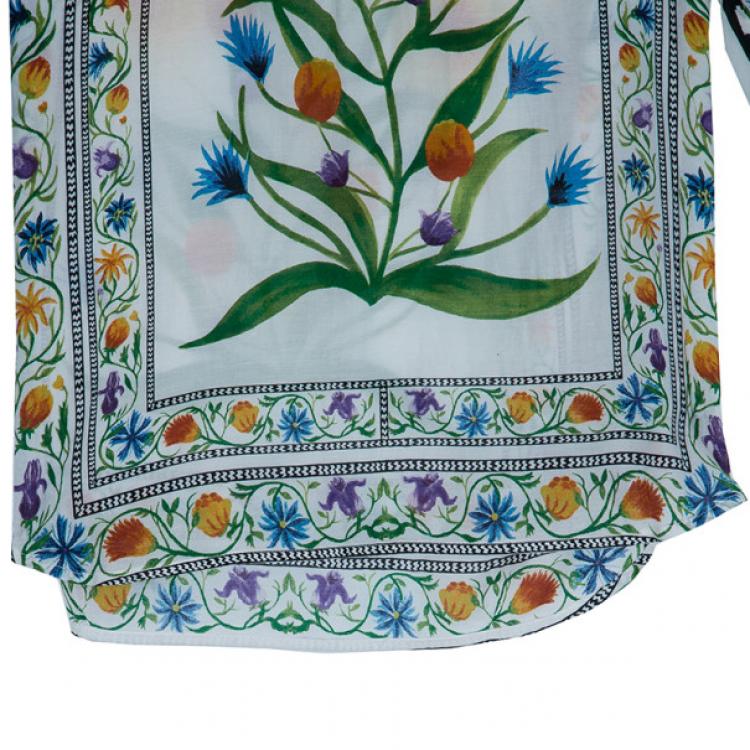 Pre Owned Diane Von Furstenberg Syrah Floral Cotton Top M