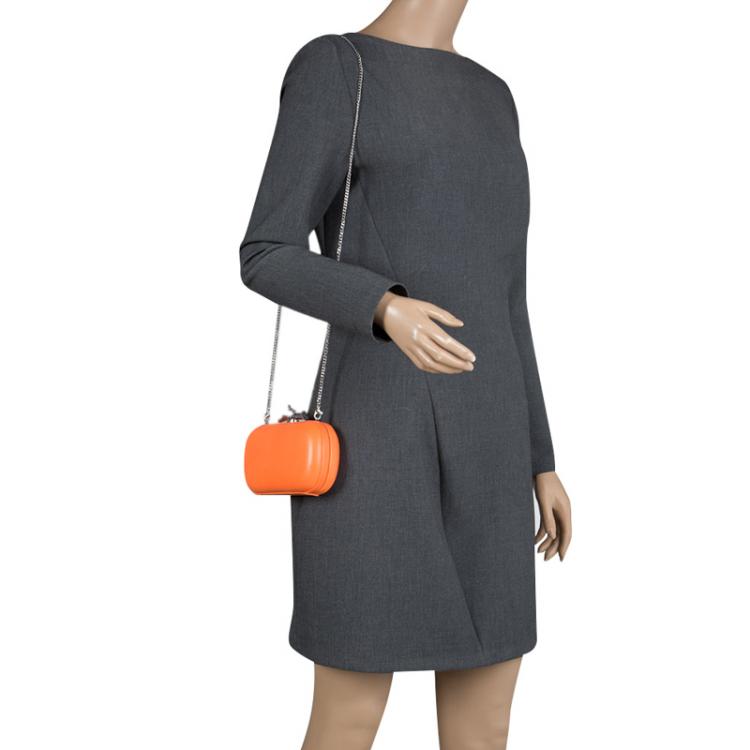 مملوكة مسبقًا Diane Von Furstenberg Orange Leather Lytton Minaudiere Clutch