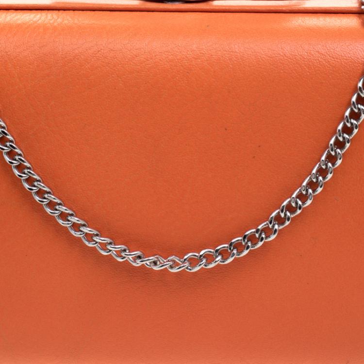 مملوكة مسبقًا Diane Von Furstenberg Orange Leather Lytton Minaudiere Clutch