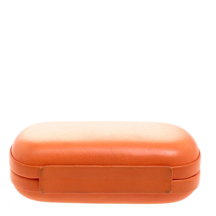 مملوكة مسبقًا Diane Von Furstenberg Orange Leather Lytton Minaudiere Clutch