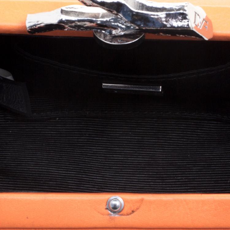 مملوكة مسبقًا Diane Von Furstenberg Orange Leather Lytton Minaudiere Clutch