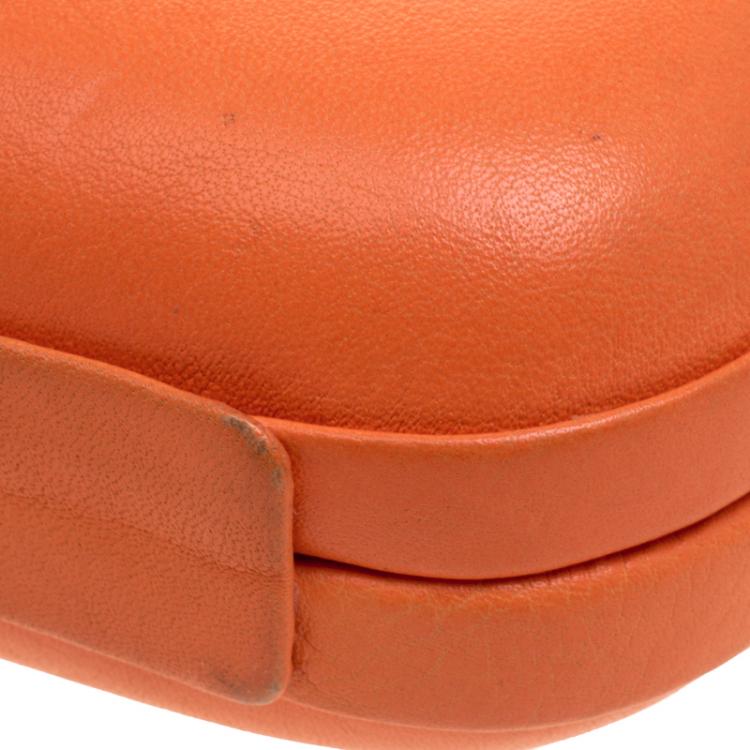 مملوكة مسبقًا Diane Von Furstenberg Orange Leather Lytton Minaudiere Clutch