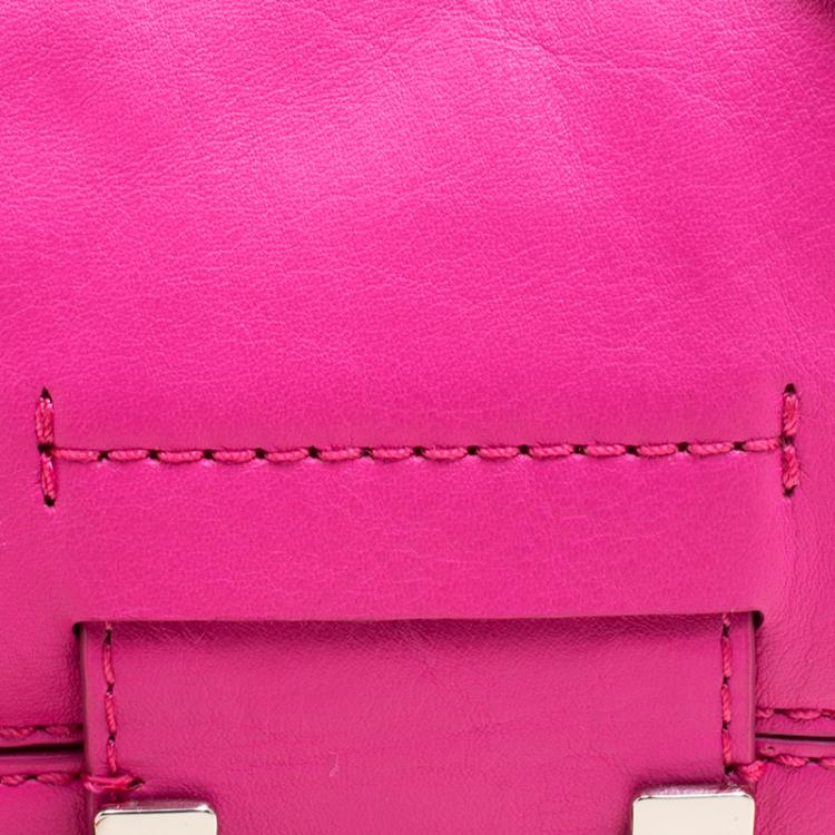 Pre Owned Diane Von Furstenberg Pink Leather Mini Harper Crossbody Bag