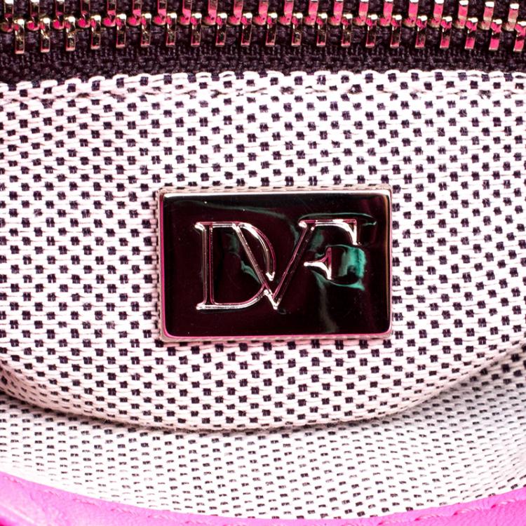 Pre Owned Diane Von Furstenberg Pink Leather Mini Harper Crossbody Bag