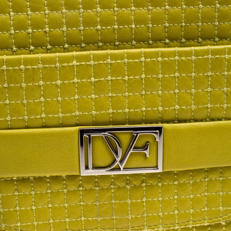 Pre Owned Diane Von Furstenberg Yellow Leather Mimosa Clutch