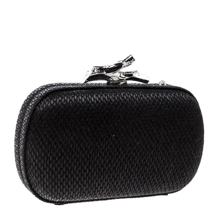 Pre Owned Diane Von Furstenberg Black Raffia Small Lytton Clutch
