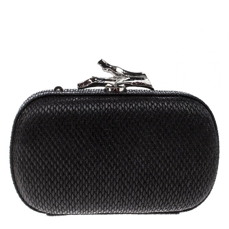 Pre Owned Diane Von Furstenberg Black Raffia Small Lytton Clutch