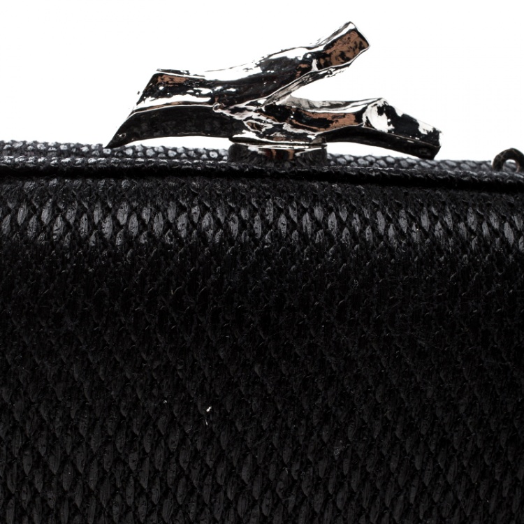 Pre Owned Diane Von Furstenberg Black Raffia Small Lytton Clutch