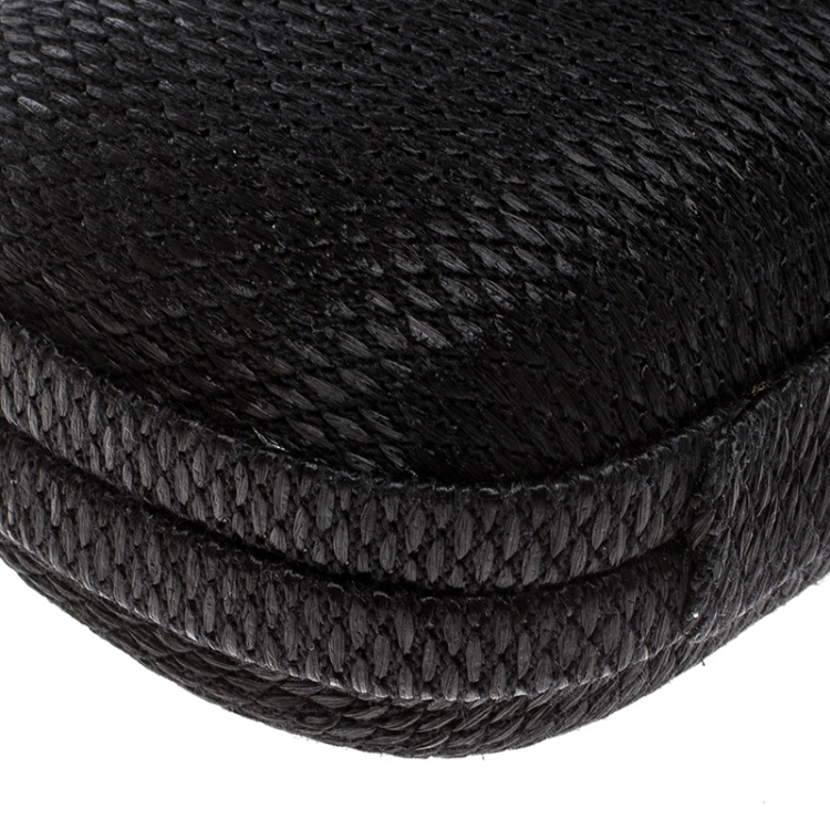 Pre Owned Diane Von Furstenberg Black Raffia Small Lytton Clutch