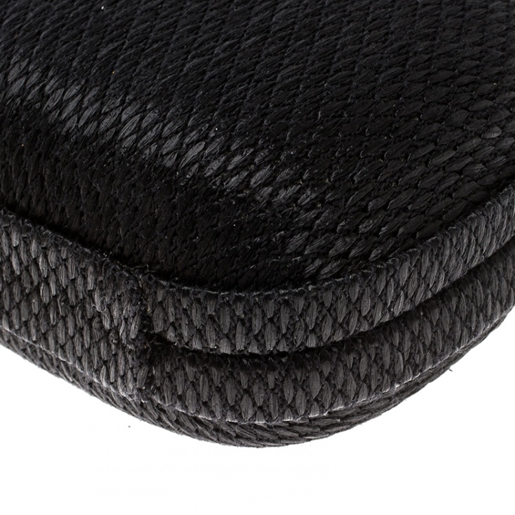 Pre Owned Diane Von Furstenberg Black Raffia Small Lytton Clutch