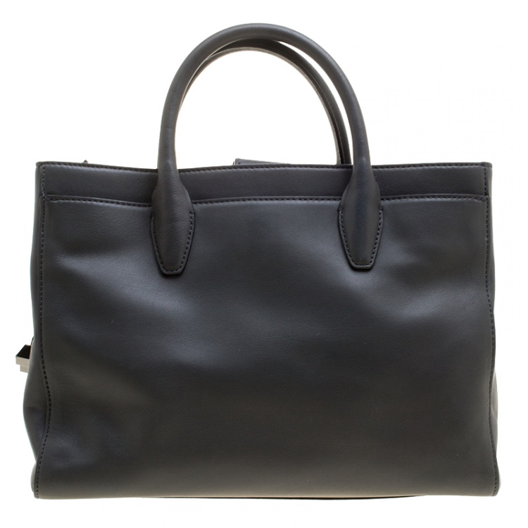 Pre Owned Diane Von Furstenberg Grey Leather Large 440 Gallery Secret Envelope Tote