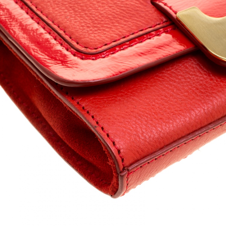 Pre Owned Diane Von Furstenberg Red Leather Mini Harper Shoulder Bag