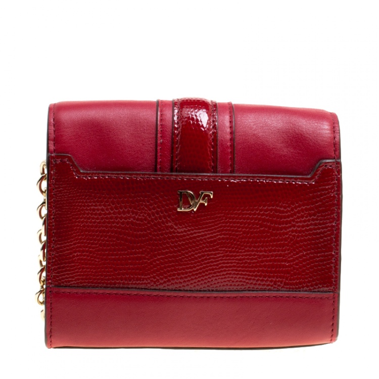 Pre Owned Diane Von Furstenberg Red Leather Micro Mini Sutra Shoulder Bag