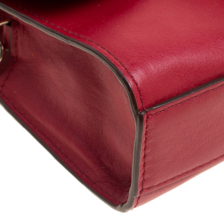 Pre Owned Diane Von Furstenberg Red Leather Micro Mini Sutra Shoulder Bag