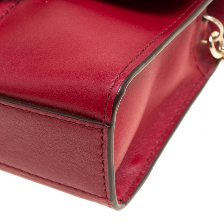 Pre Owned Diane Von Furstenberg Red Leather Micro Mini Sutra Shoulder Bag