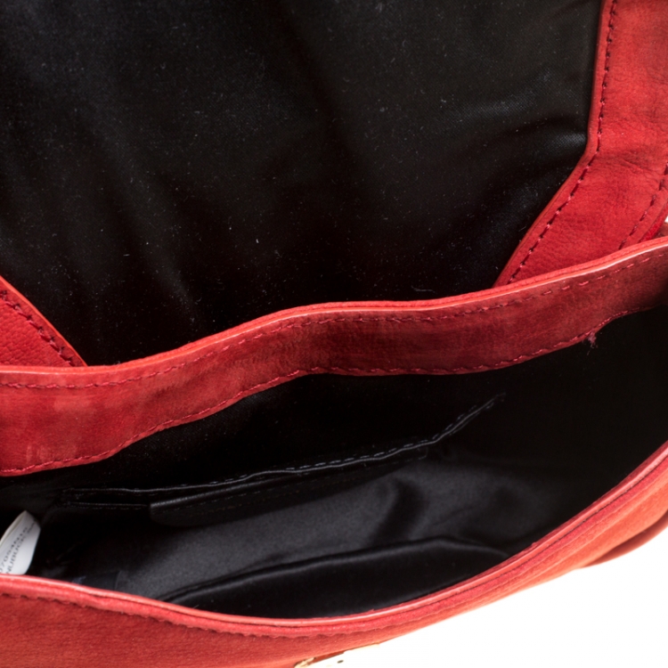 Pre Owned Diane Von Furstenberg Red Nubuck Leather Bullseye Crossbody Bag