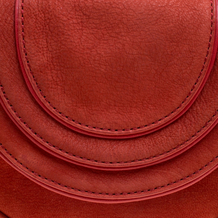 Pre Owned Diane Von Furstenberg Red Nubuck Leather Bullseye Crossbody Bag