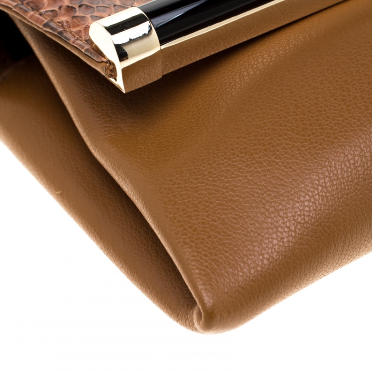 Pre Owned Diane Von Furstenberg Python and Leather 440 Envelope Clutch