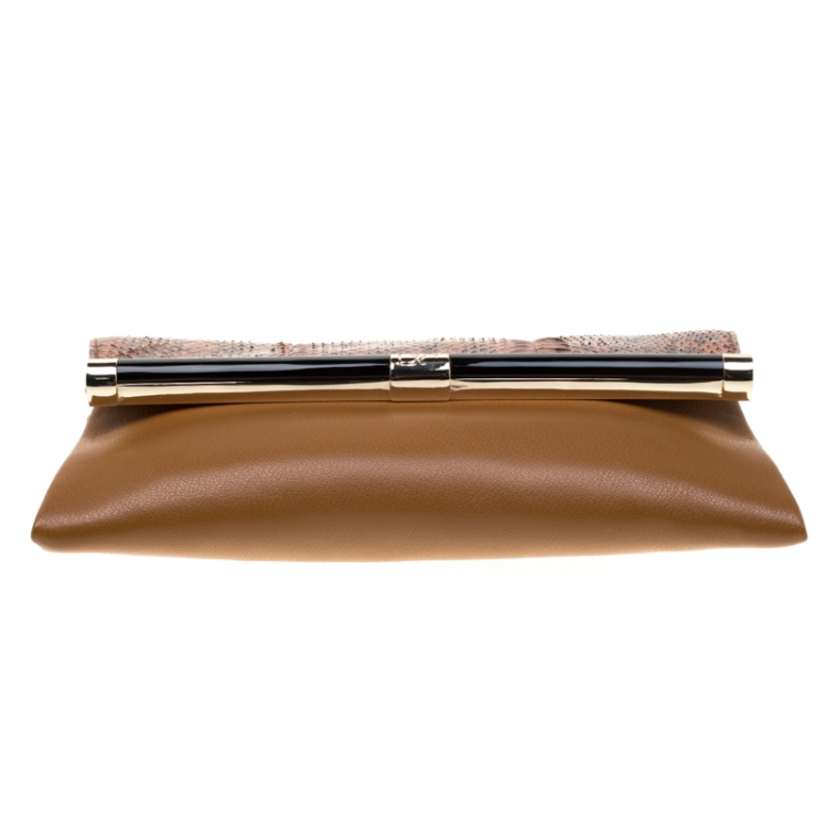 Pre Owned Diane Von Furstenberg Python and Leather 440 Envelope Clutch