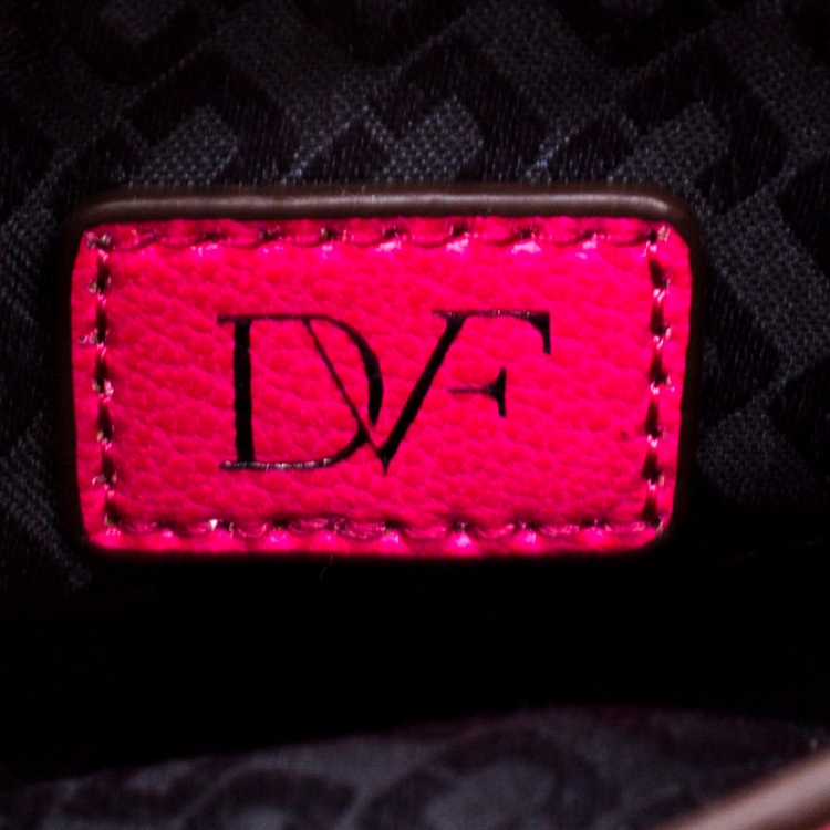 Pre Owned Diane von Furstenberg Pink Leather and Python Mini Highline Micro Crossbody Bag