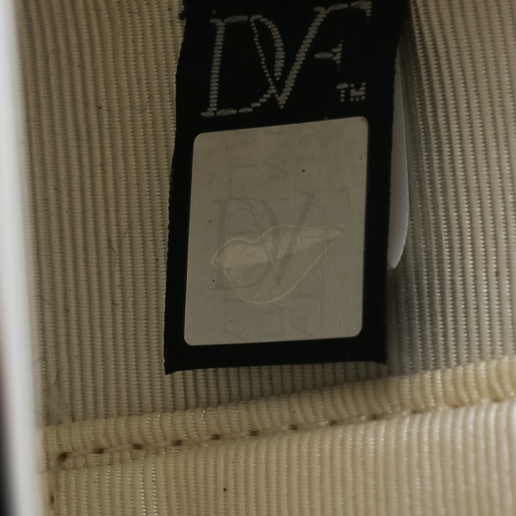 Pre Owned Diane Von Furstenberg White/Brown Sequined Print Tonda Clutch 