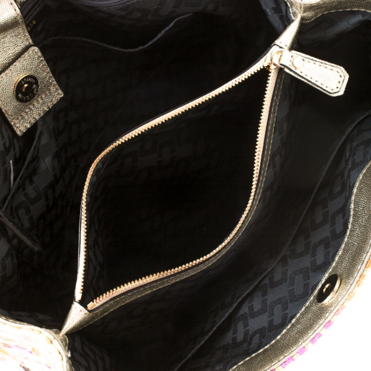 Pre Owned Diane Von Furstenberg Multicolor Tweed and Leather Secret Agent Tote             