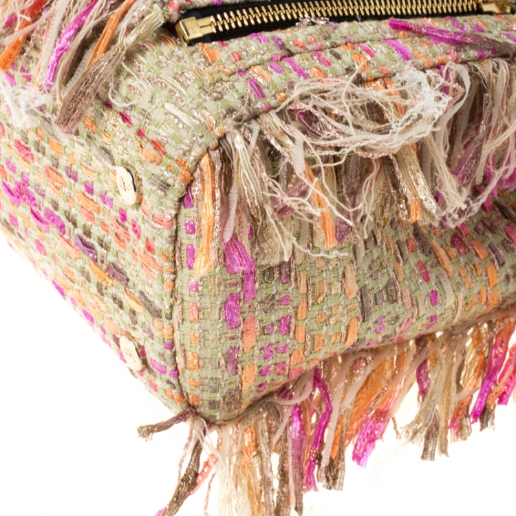 Pre Owned Diane Von Furstenberg Multicolor Tweed and Leather Secret Agent Tote             