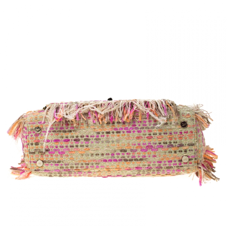 Pre Owned Diane Von Furstenberg Multicolor Tweed and Leather Secret Agent Tote             