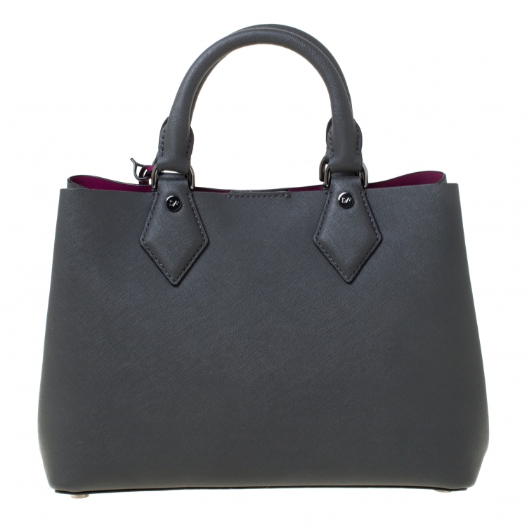Pre Owned  Diane von Furstenberg Grey Leather Voyage Itsy Double Zip Tote