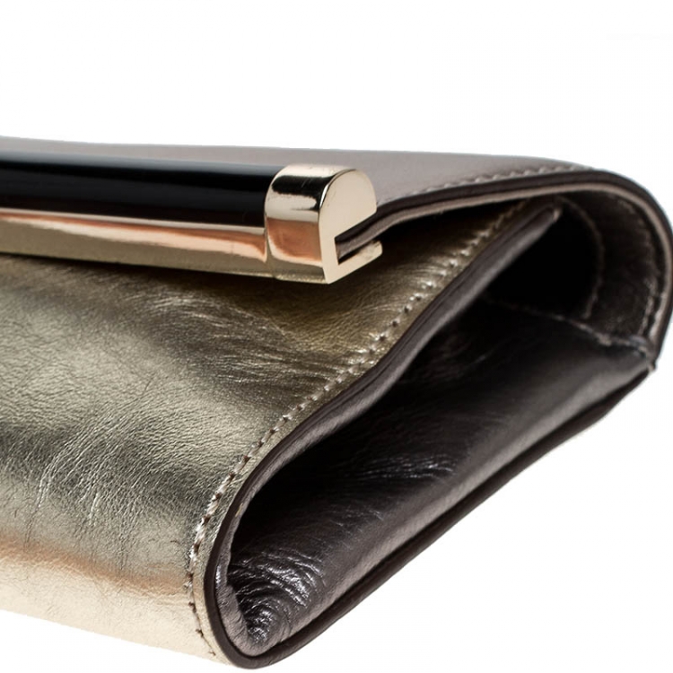 Pre Owned Diane Von Furstenberg Metallic Multicolor Leather Clutch