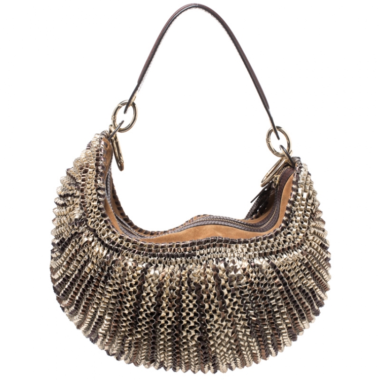 Pre Owned Diane Von Furstenberg Multicolor Chainlink Leather and Suede Medium Stephanie Hobo