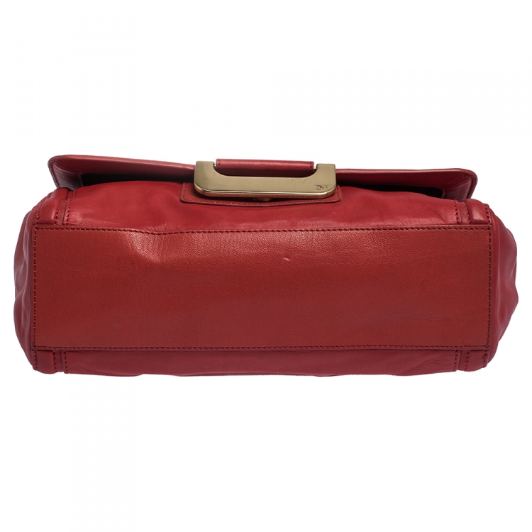 Pre Owned Diane Von Furstenberg Red Leather New Harper Satchel