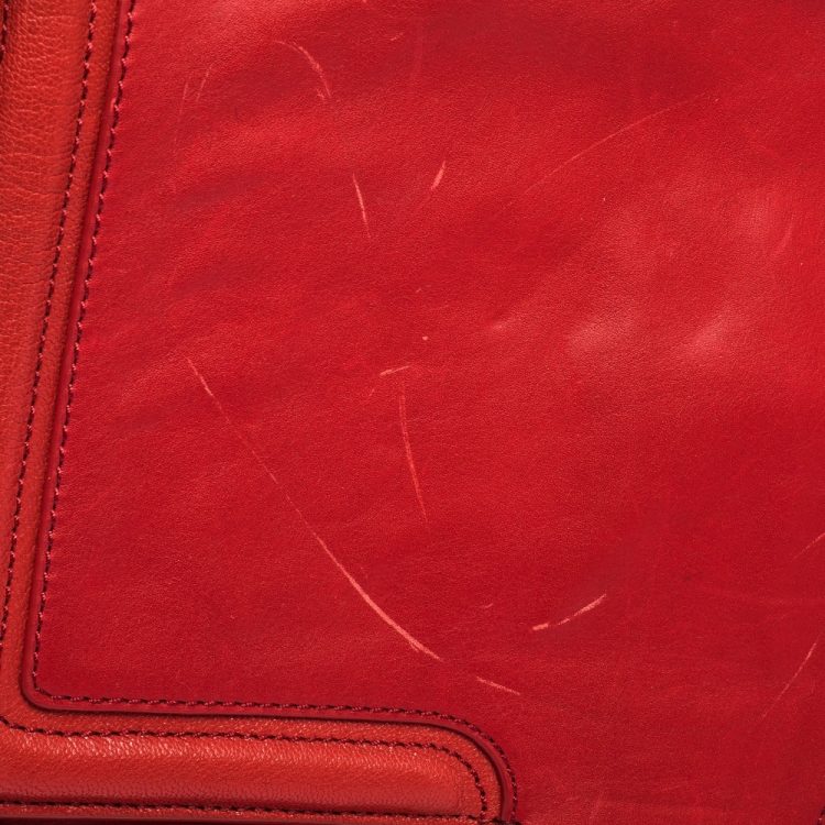 Pre Owned Diane Von Furstenberg Red Leather New Harper Satchel