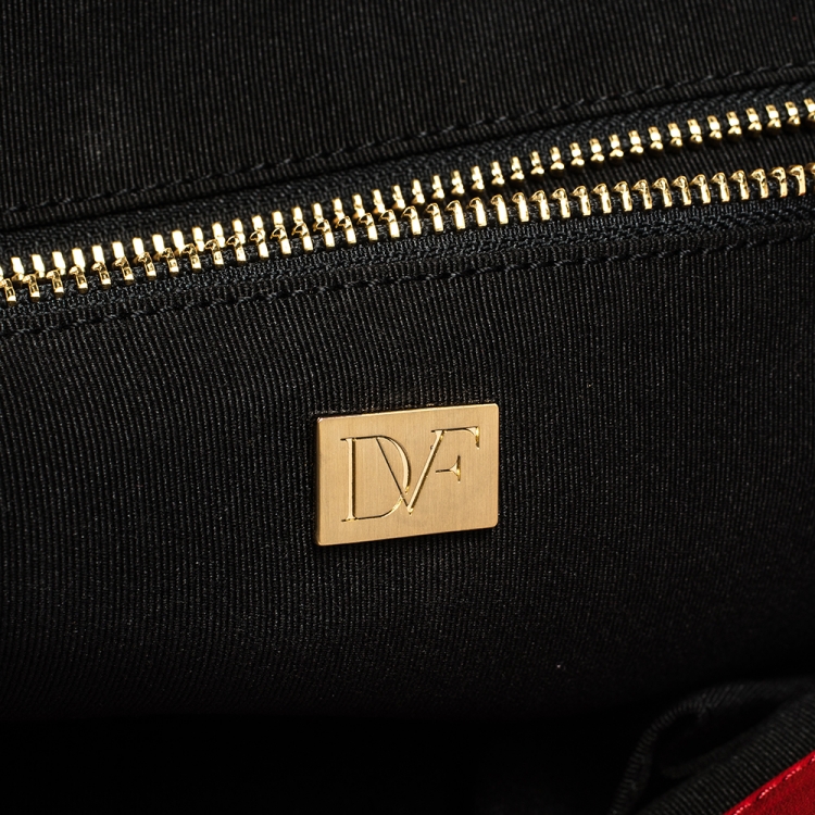 Pre Owned Diane Von Furstenberg Red Leather New Harper Satchel